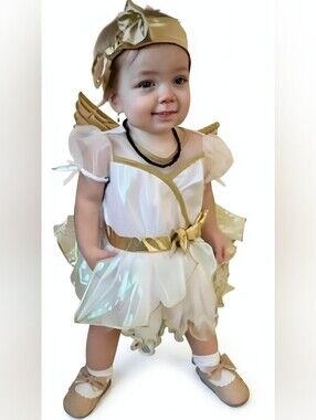 Guardian Angel Baby Costume Dress with Headband And Wings